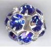 1 12mm Round Silver with Sapphire Rhinestones